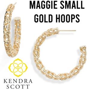 🚫SOLD🚫 KENDRA SCOTT GOLD MAGGIE FILIGREE HOOPS HOOP EARRINGS EVERYDAY LIGHT